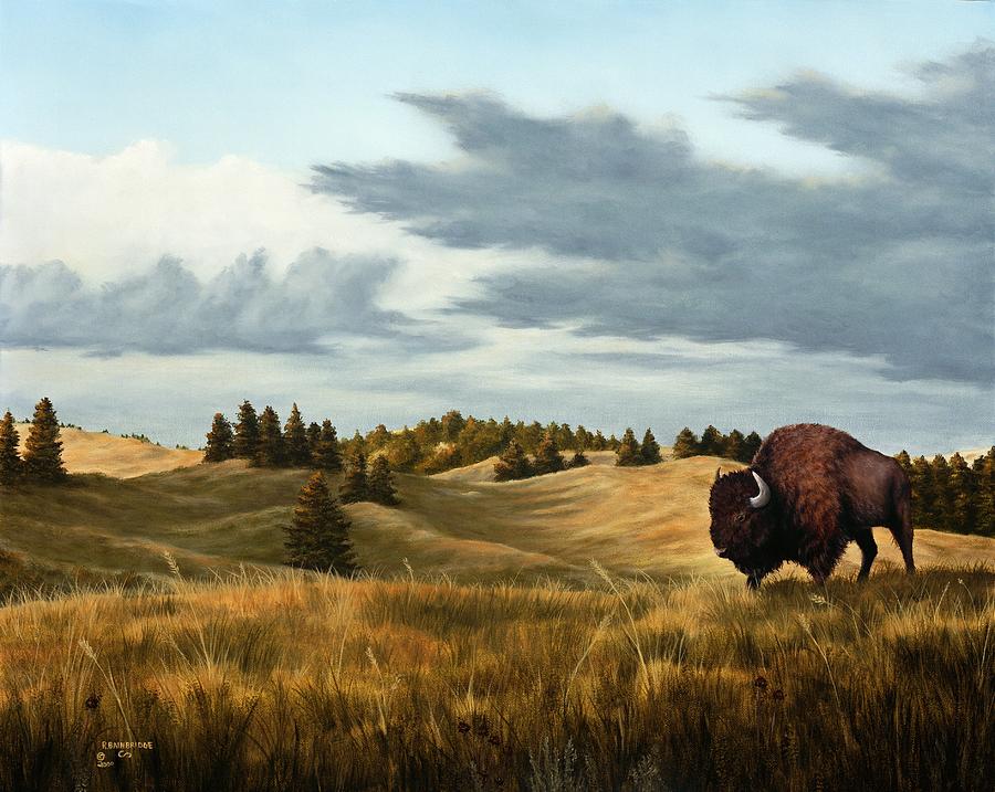 Bison  Wind Cave Park  South Dakota Painting by Rick Bainbridge