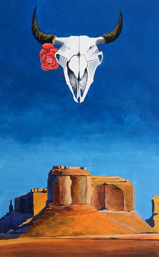 Bison with a Rose Painting by Sean Begaye | Fine Art America