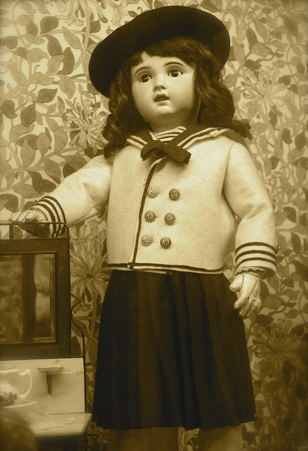 Antique Bisque Doll in Sepia Photograph by Venetia Featherstone-Witty