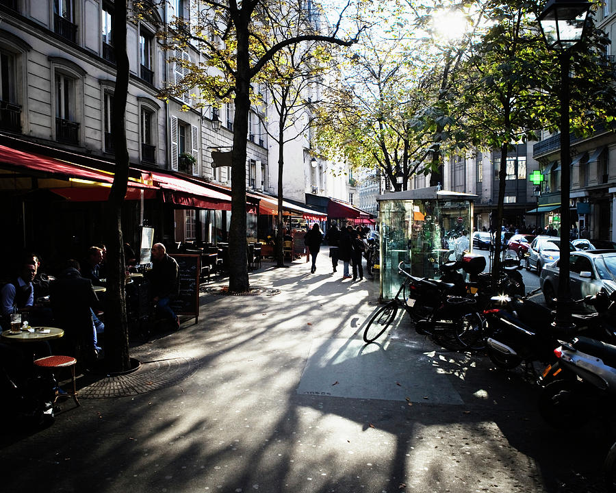 Bistros On A Parisian Street Photograph by Ron Koeberer - Fine Art America