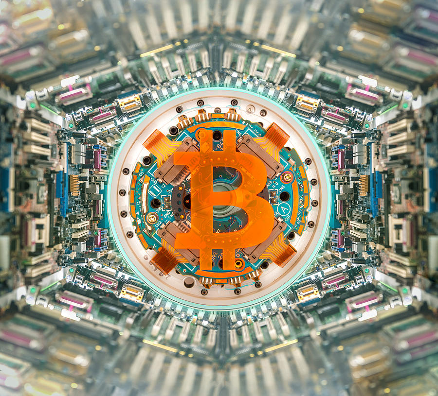 Bitcoin super computer - mining machine concept Photograph by Koron