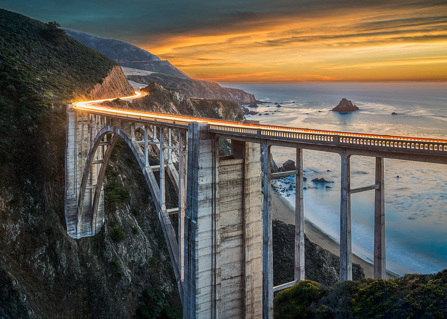 Bixby Bridge at Sunset - Big Sur, CA Photograph by photo by Chris Axe
