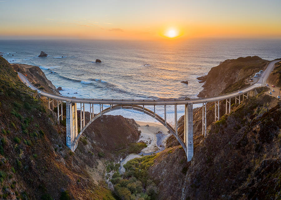 Bixby Bridge Sunset from Above - Big Sur, CA Photograph by photo by Chris Axe