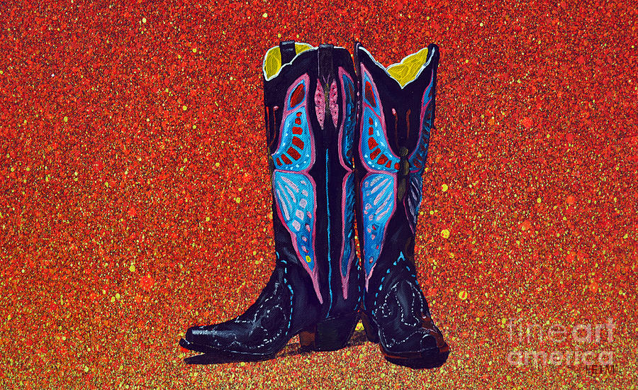 Black and Blue Boots Painting by Mayhem Mediums