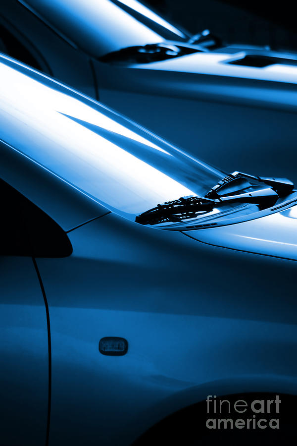 Sunset Photograph - Black and Blue Cars by Carlos Caetano