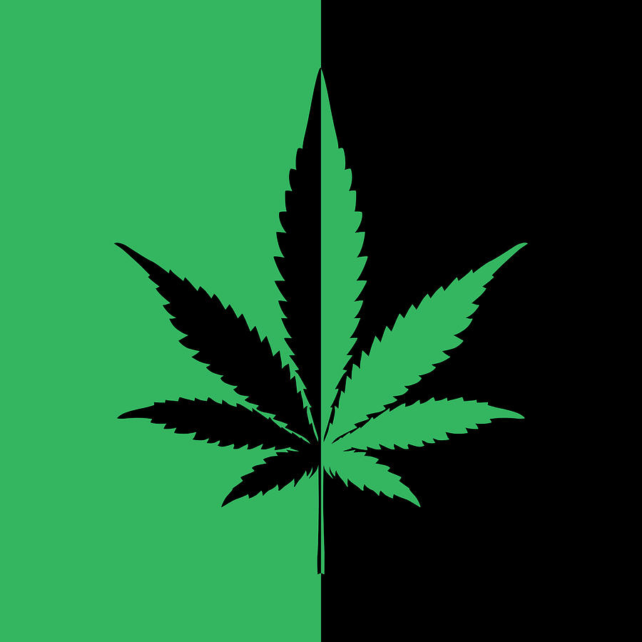 Black And Green Marijuana Icon Drawing by RobinOlimb