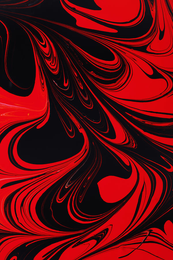 Black And Red Paint Swirls by Paul Taylor