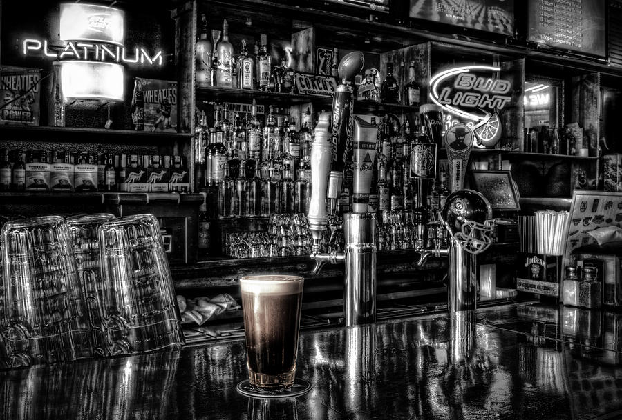 Beer Photograph - Black and Tan in Black and White by Greg and Chrystal Mimbs
