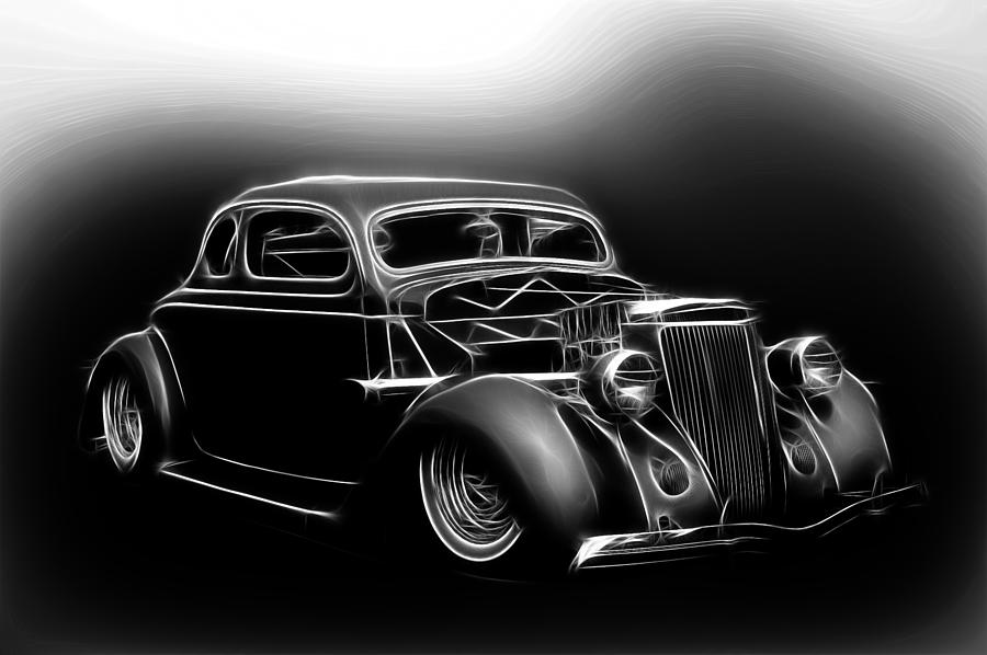 Black And White 1936 Ford Photograph by Steve McKinzie