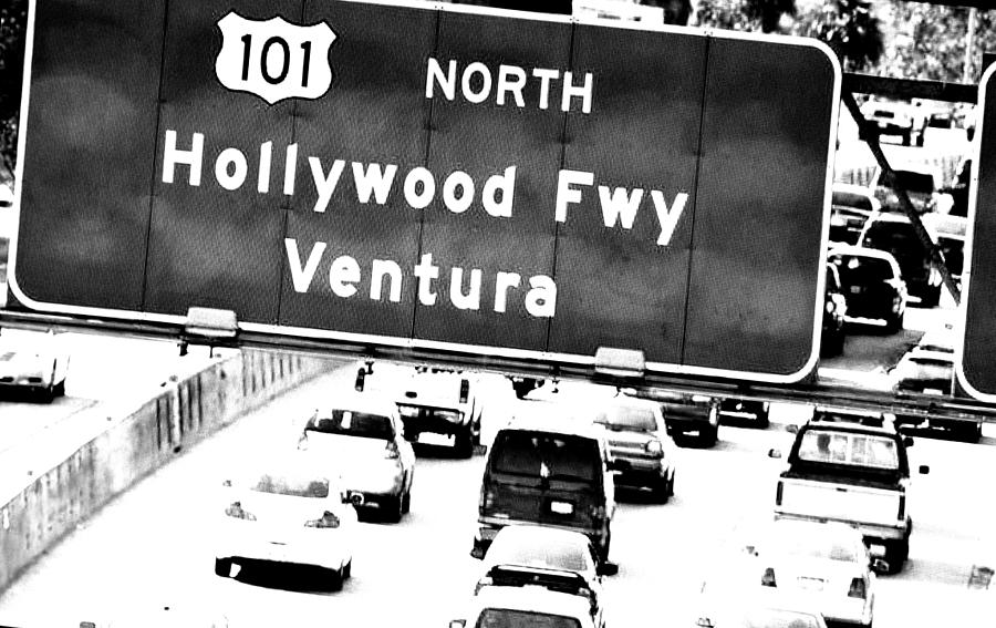 Hollywood Photograph - Black and White Abstract City Photography...101 North by Amy Giacomelli