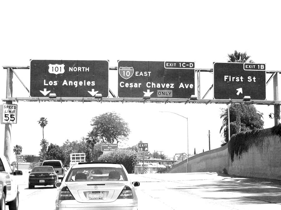 Black and White Abstract City Photography...L.A. Freeway Photograph by Amy Giacomelli
