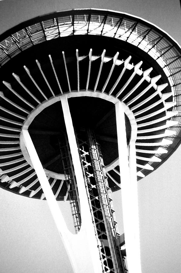 Seattle Photograph - Black and White Abstract City Photography...Space Needle by Amy Giacomelli