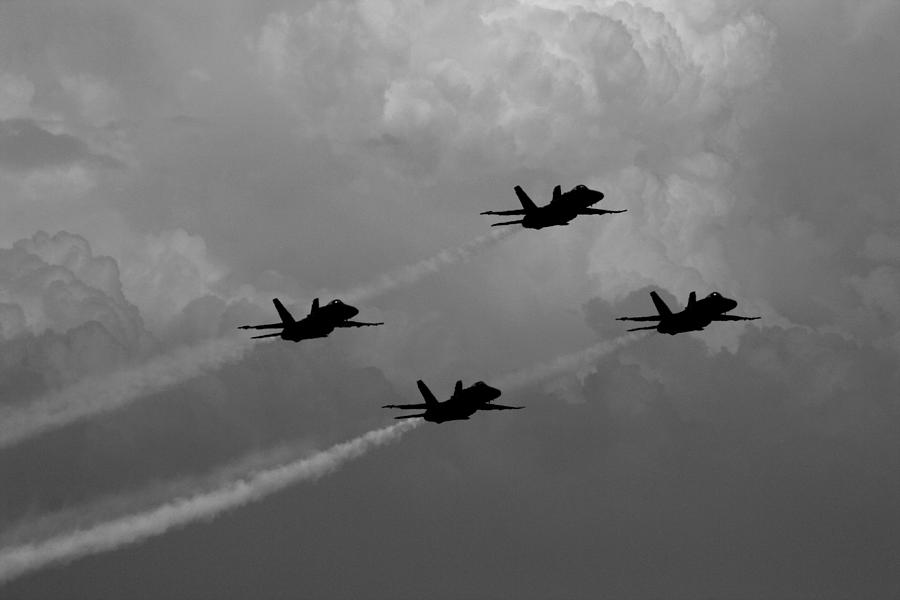 Airplane Photograph - Black and White and Blue Angels 2 by Strato ThreeSIXTYFive