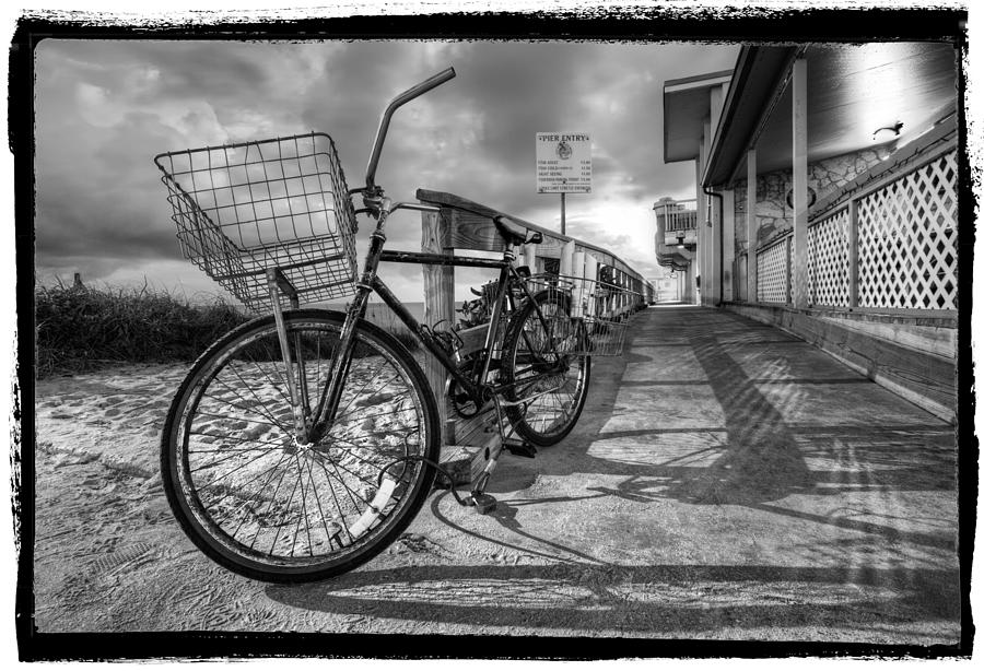 Black and White Beach Bike Photograph by Debra and Dave Vanderlaan