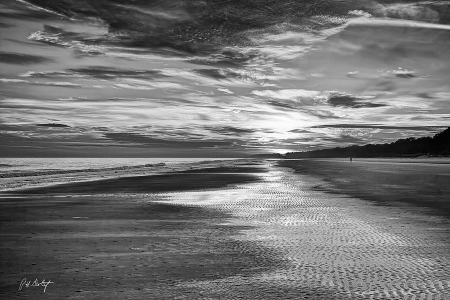 Sunset Photograph - Black and White Beach by Phill Doherty