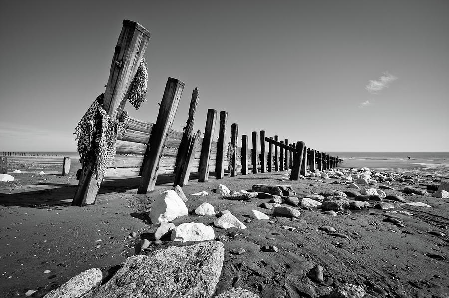 Black And White Beach With Rocks And Photograph by Billy Richards Photography