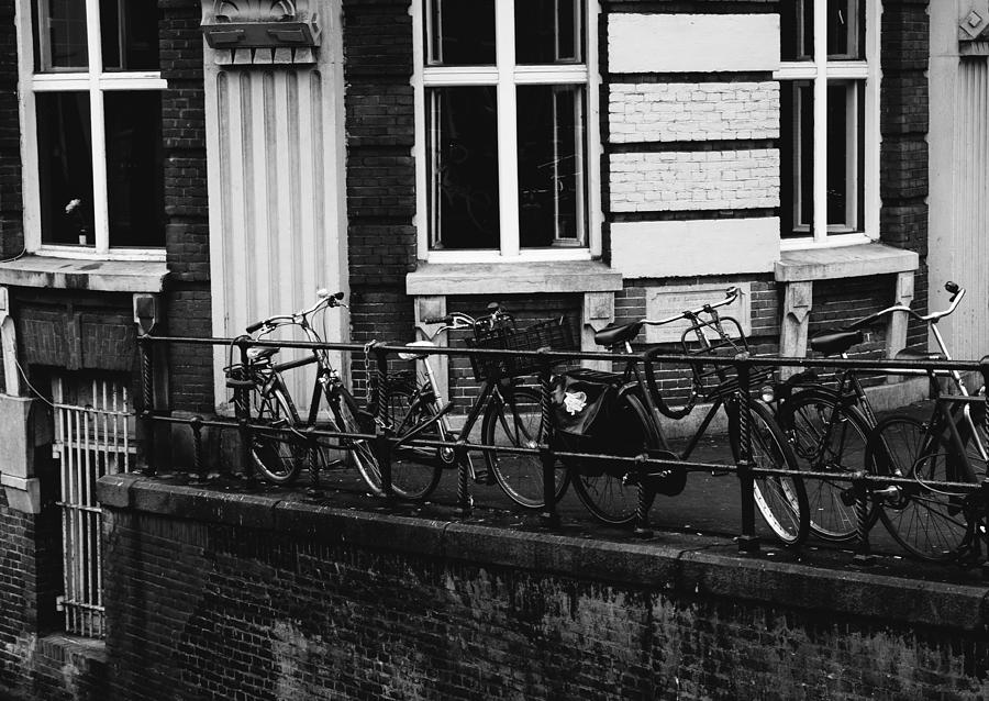 Black And White Photograph - Black and White Bicycles In Amsterdam by Pati Photography