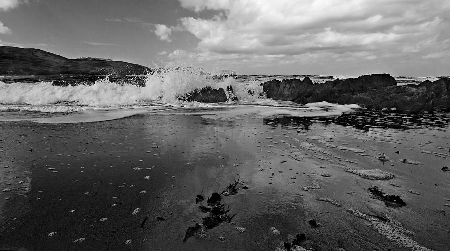 Black and white mediterranean beach - Black and white caress Photograph by Pedro Cardona Llambias