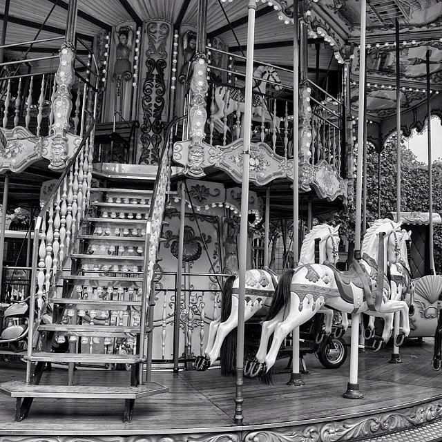 Paris Photograph - Black And White Carousel Ride by Georgia Clare