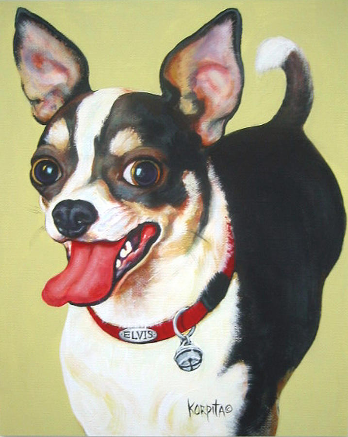 Black and White Chihuahua Painting by Rebecca Korpita