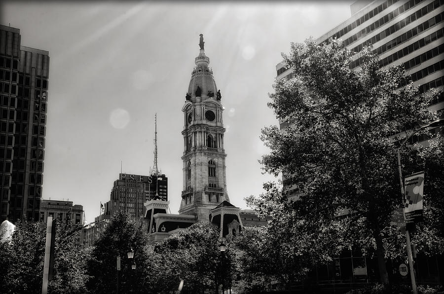 Black And White Photograph - Black and White City Hall by Bill Cannon