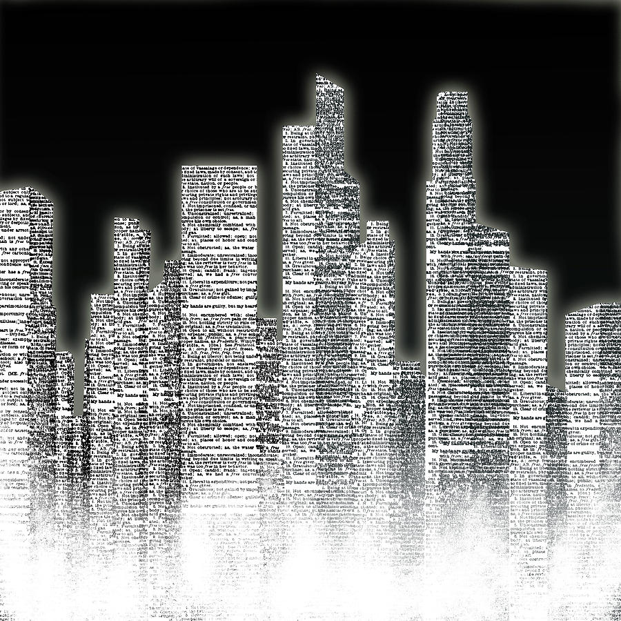 Typography Digital Art - Black And White City I by South Social Studio