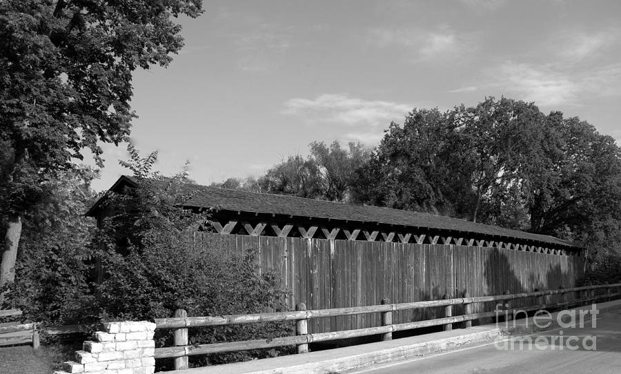 Black And White Covered Bridge Photograph by Carol Komassa
