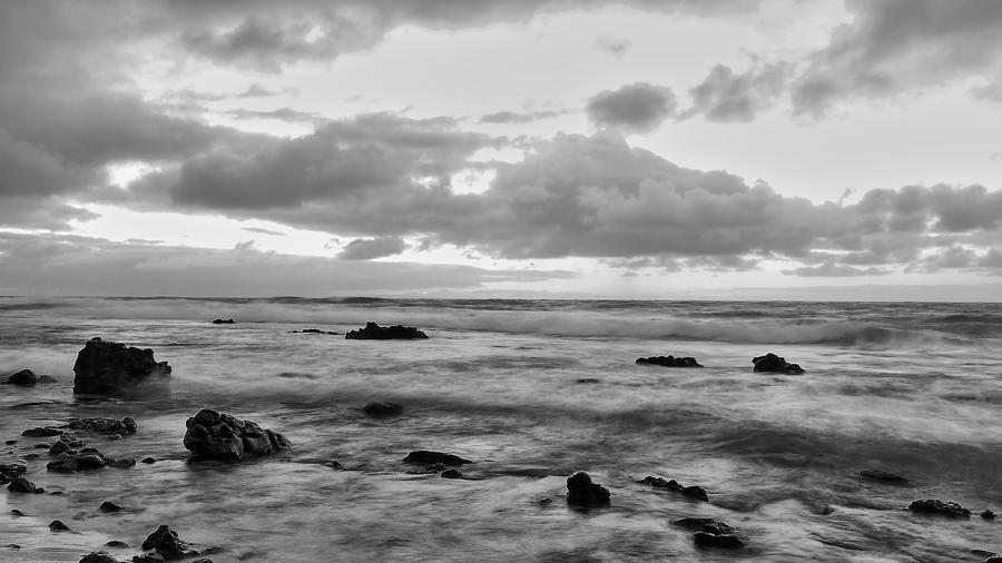 Sandy Beach Photograph - Day at Sandy Beach - Black and White by Richard Cheski