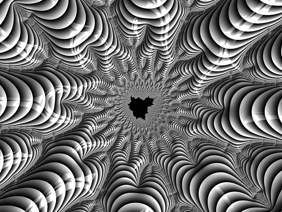 Abstract Digital Art - Black and white digital mandelbrot fractal art by Matthias Hauser