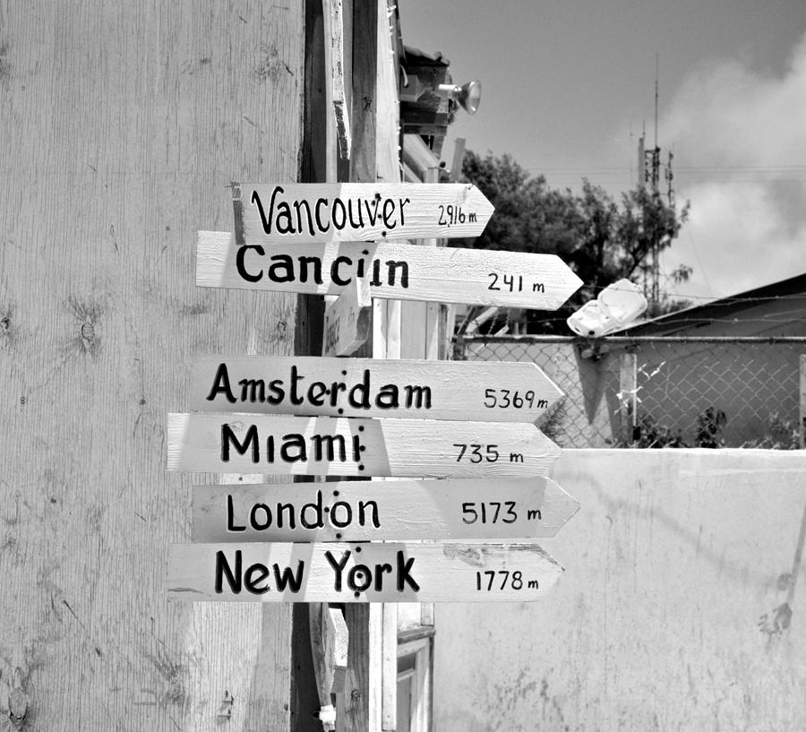 Black and White Directional Sign Photograph by Kristina Deane