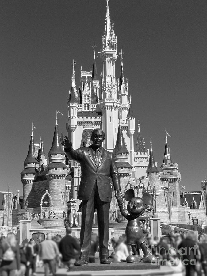 Black and White Disney and Mickey Photograph by Kevin Fortier