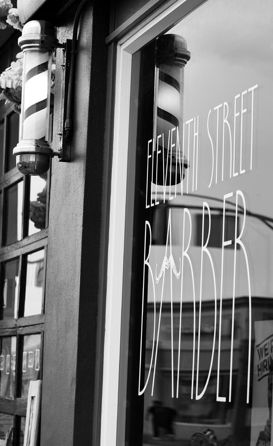 Black And White Eleventh Street Barber Photograph