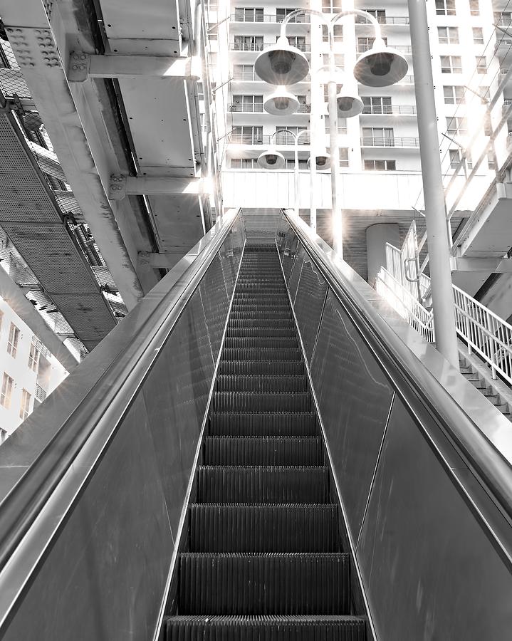 Black And White Escalator Photograph by Rudy Umans