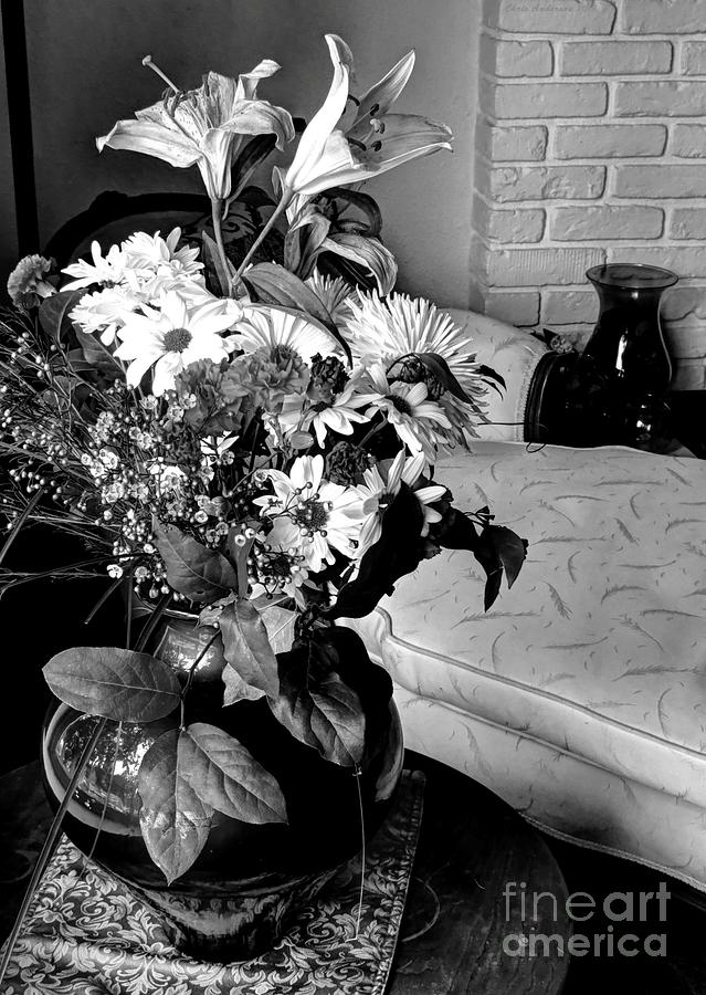 Black and white Floral Chaise Photograph by Chris Anderson