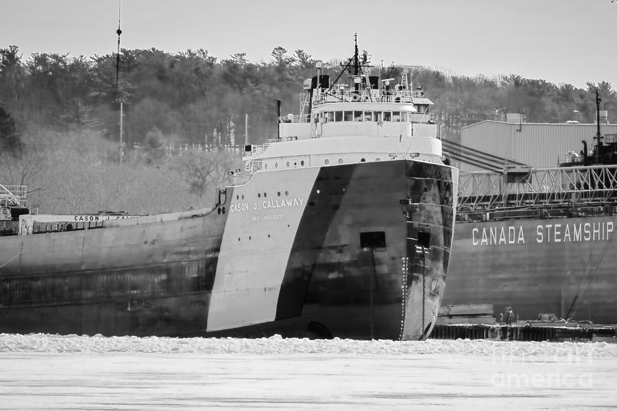 Black and White Freighter Photograph by Nikki Vig