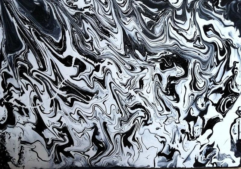 Abstract Painting - Black and White Fusion  by Vanessa Carpenter