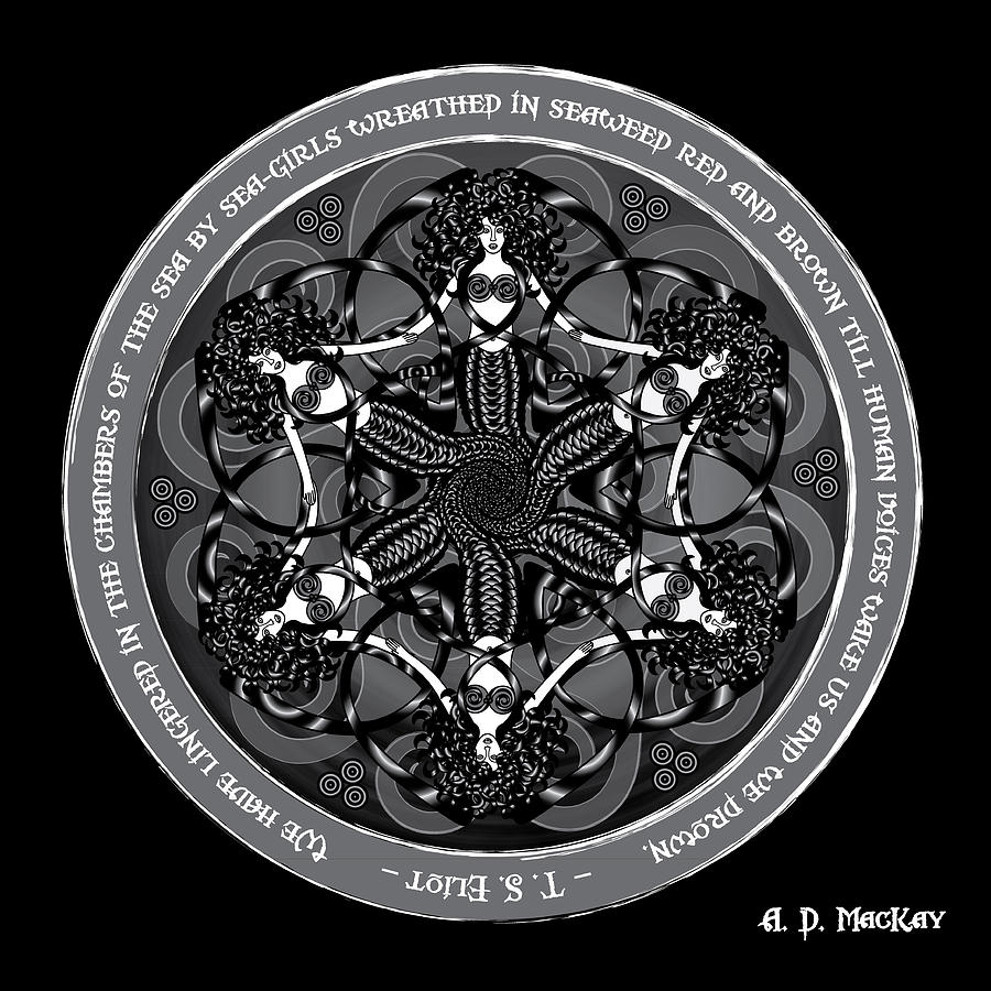 Fantasy Digital Art - Black and White Gothic Celtic Mermaids by Celtic Artist Angela Dawn MacKay Fantasy Digital Art - Black and White Gothic Celtic Mermaids by Celtic Artist Angela Dawn MacKay