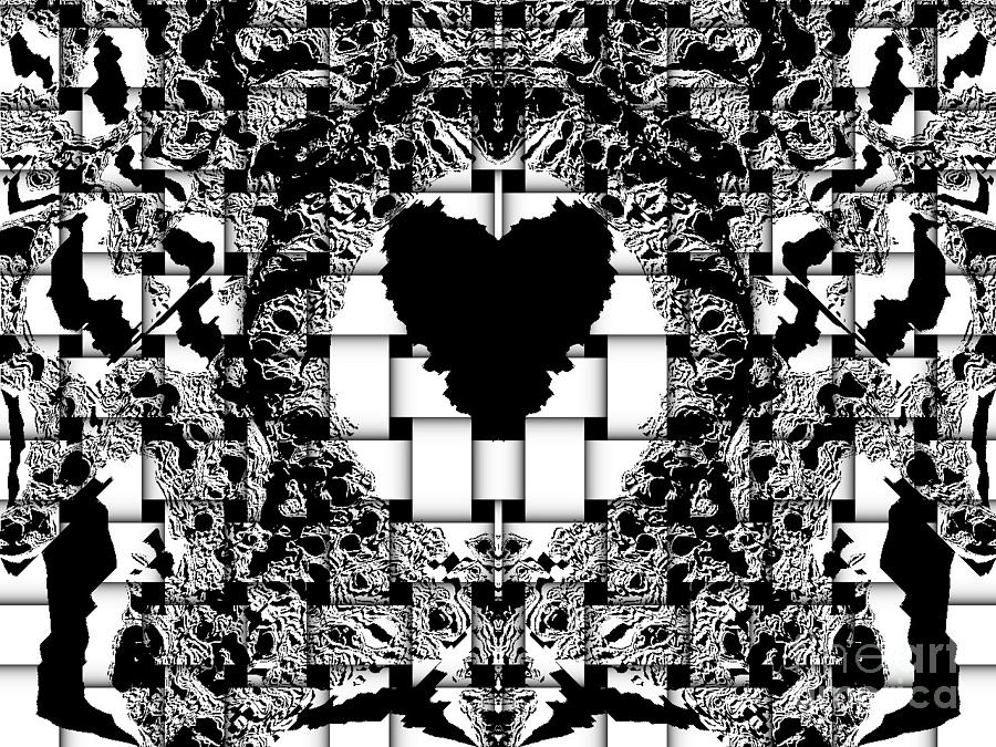 Images Digital Art - Black and White Heart Art  by Drinka Mercep