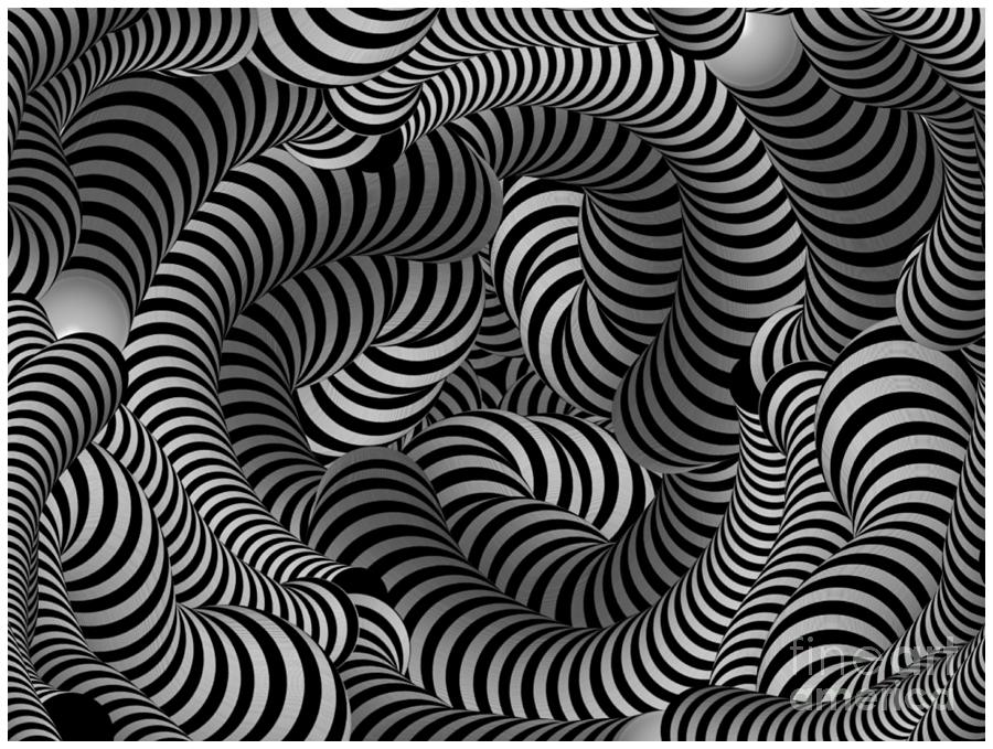 Black and White Striped 3D Illusion Digital Art by Barefoot Bodeez Art