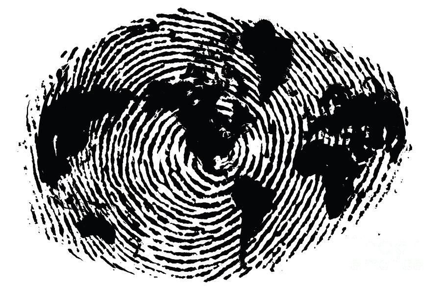 Unique Digital Art - black and white ink print poster One of a Kind Global Fingerprint by Sassan Filsoof