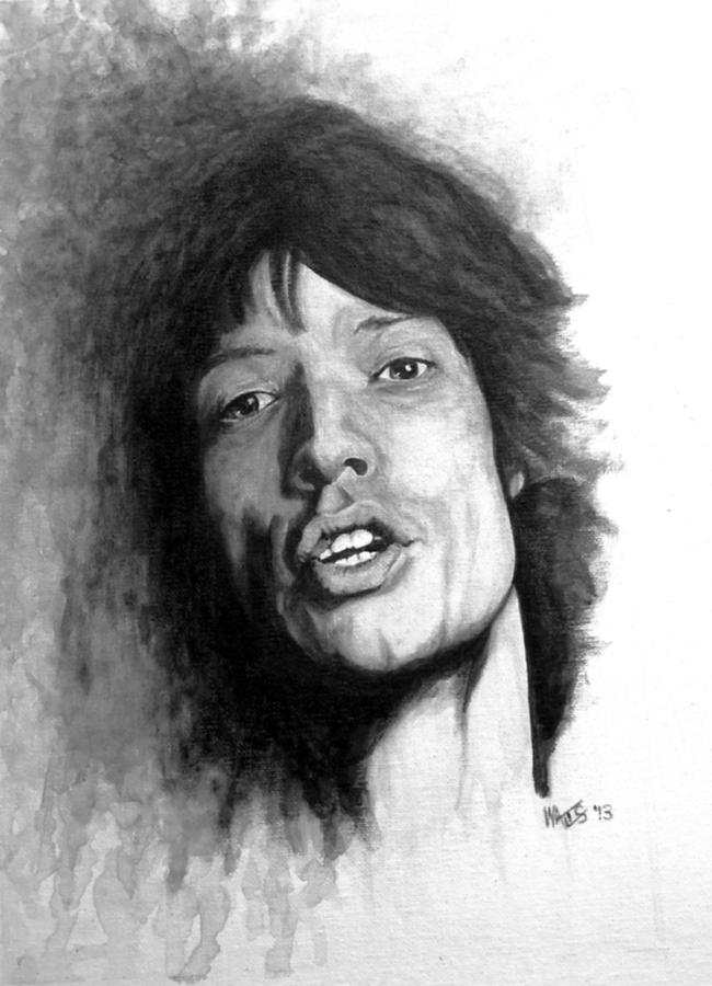 Mick Jagger Painting - Black and White Jagger by William Walts