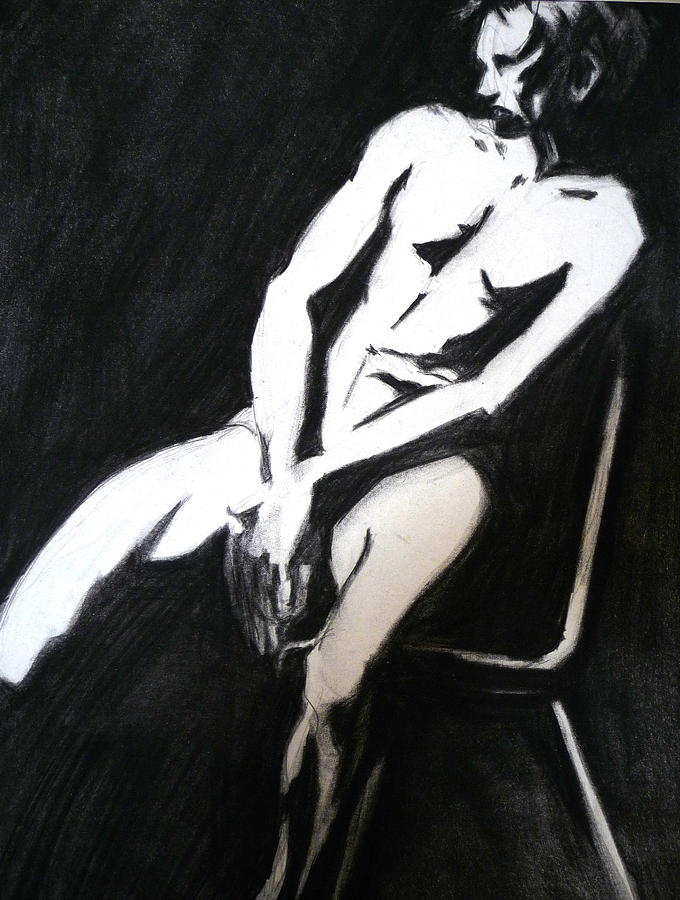 High Contrast Drawing - Black and White by Joan Jones