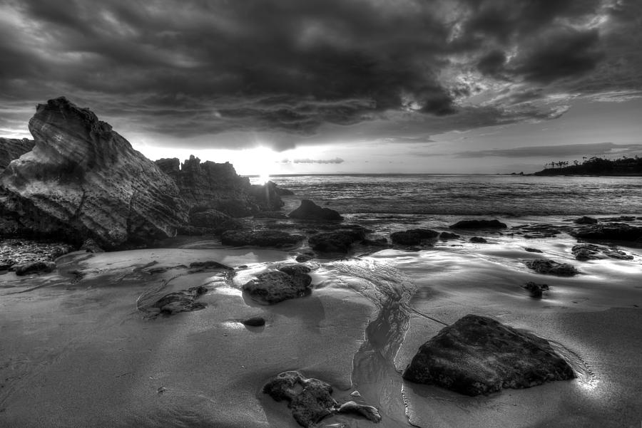 Black and white Laguna Beach Photograph by Cliff Wassmann