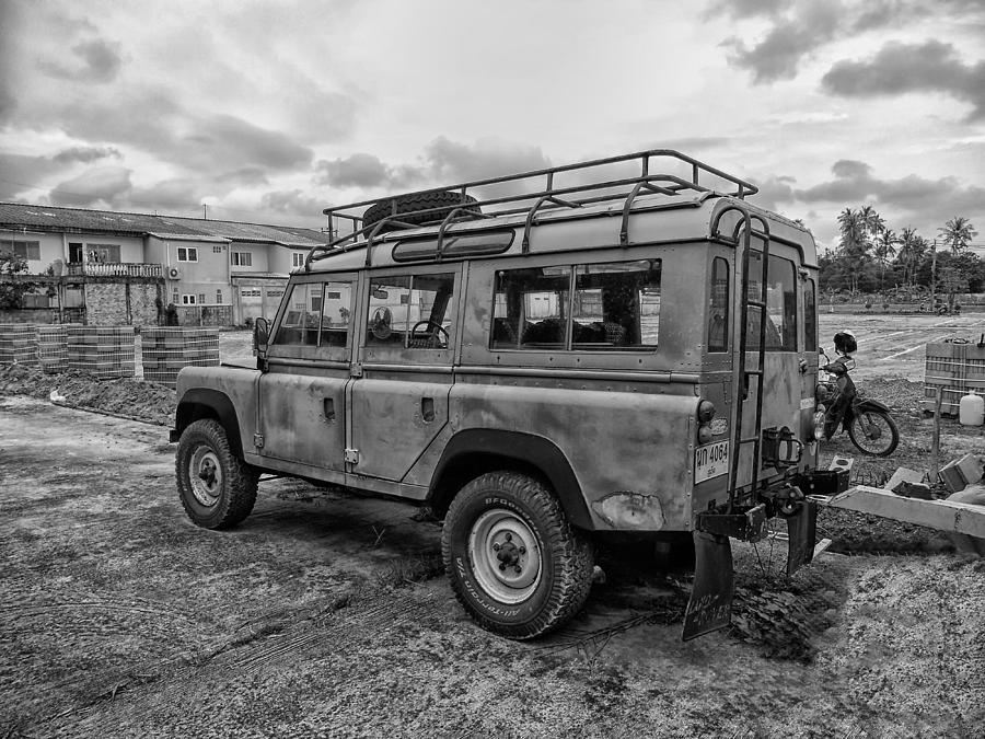 Black and White Land Rover in Asia Photograph by Georgia Clare
