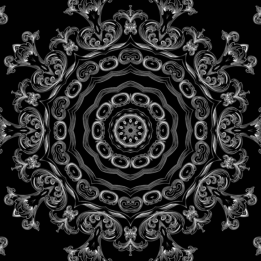 Planet Mixed Media - Black and White Medallion 2 by Angelina Tamez