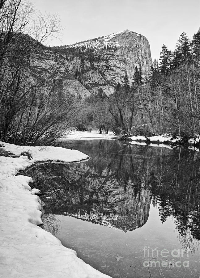 Yosemite National Park Photograph - Black and White Mirror - View of Mirror Lake in Yosemite National Park. by Jamie Pham