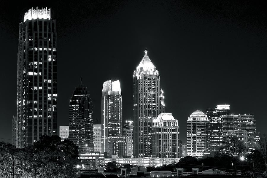 Black and White Night in Atlanta Photograph by Frozen in Time Fine Art Photography