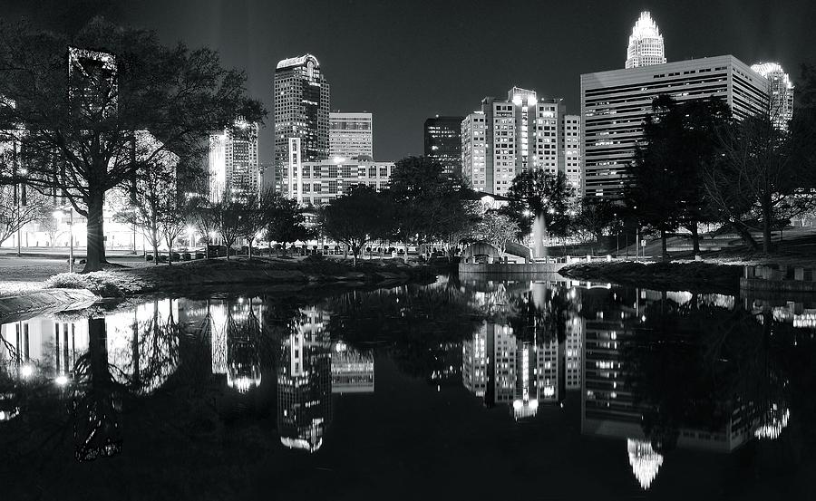 Black and White Night in Charlotte Photograph by Frozen in Time Fine Art Photography
