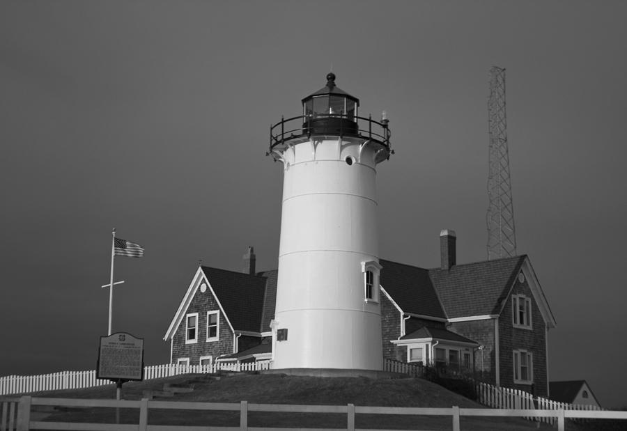 Black and White Nobska Point Lighthouse Photograph by Amazing Jules