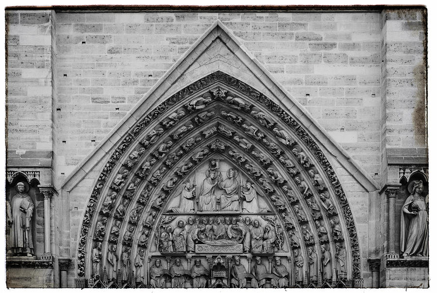 Black and White Notre Dame Architecture Photograph by Georgia Clare